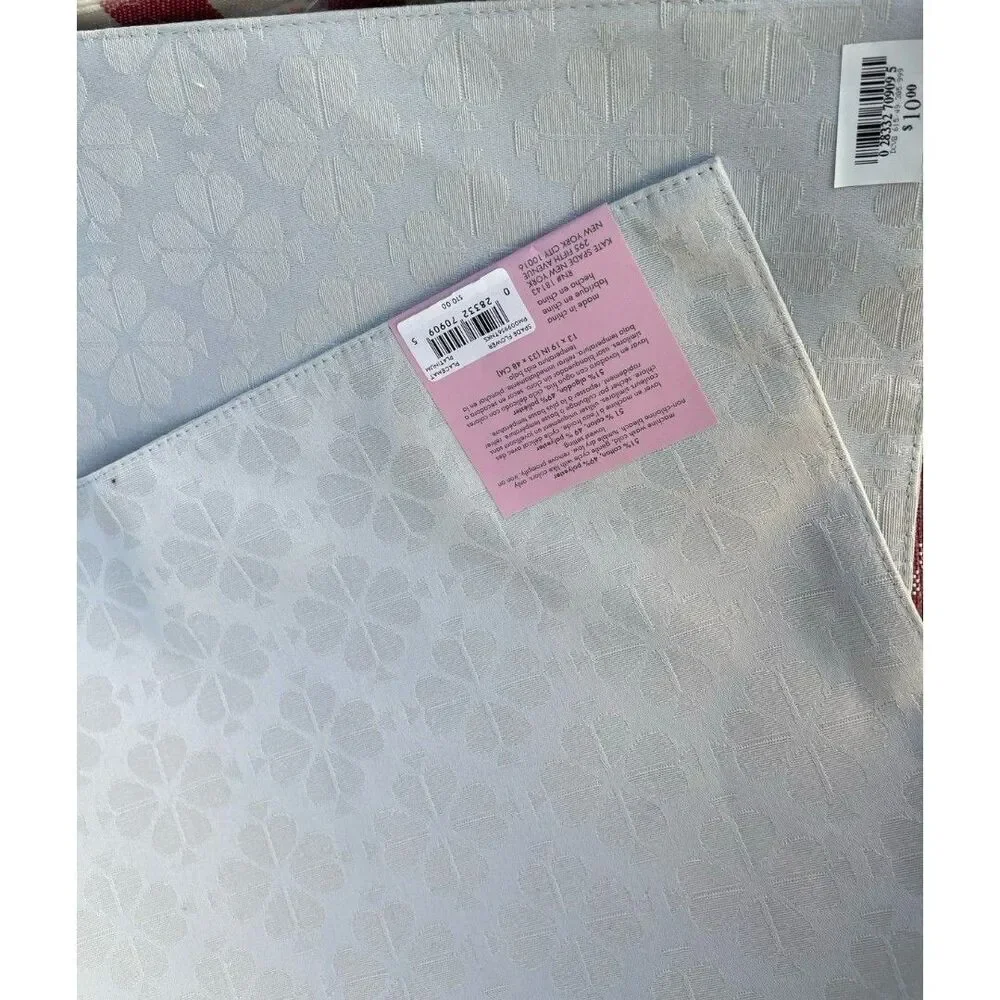 2x Kate Spade Flower Fabric 13X19 Placemats Platinum
